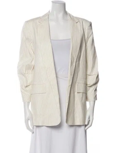 Pre-owned Frame Linen Striped Blazer In Neutrals