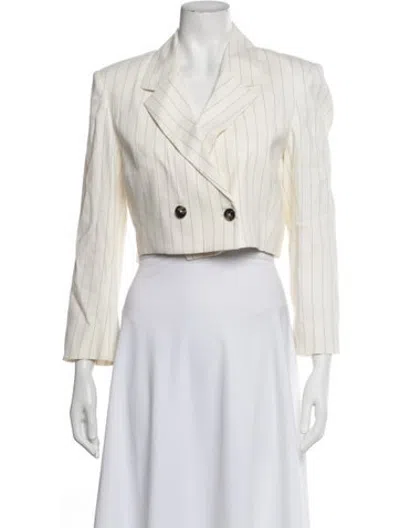 Pre-owned Frame Linen Striped Blazer In Neutrals