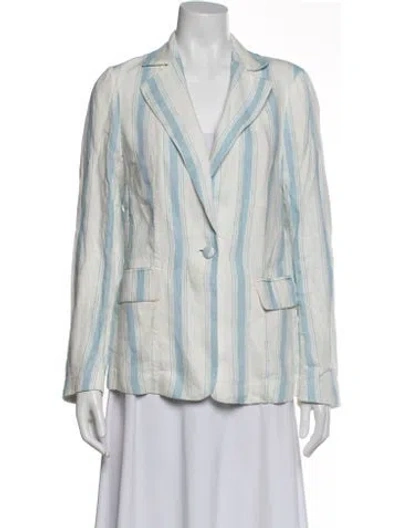 Pre-owned Frame Linen Striped Blazer In White