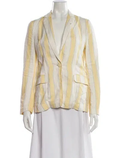 Pre-owned Frame Linen Striped Blazer In Yellow