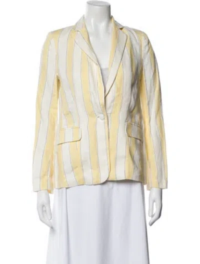 Pre-owned Frame Linen Striped Blazer In Yellow