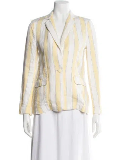 Pre-owned Frame Linen Striped Blazer In Yellow