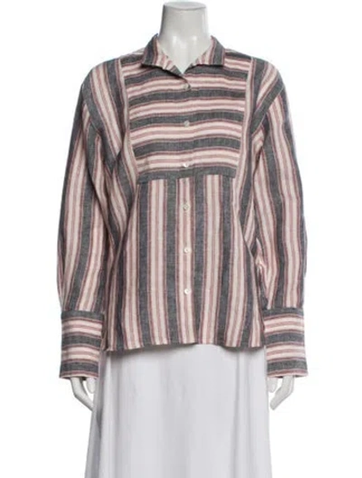 Pre-owned Frame Linen Striped Blouse In Multi