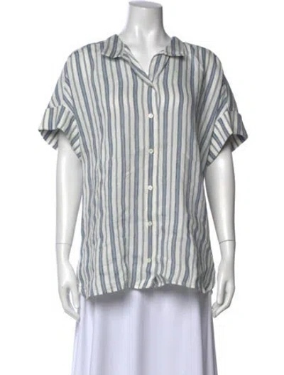 Pre-owned Frame Linen Striped Blouse In White
