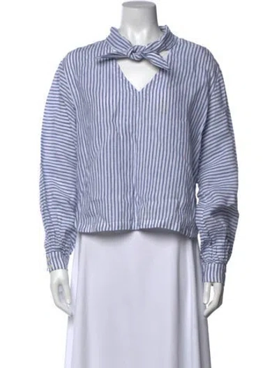 Pre-owned Frame Linen Striped Blouse In White
