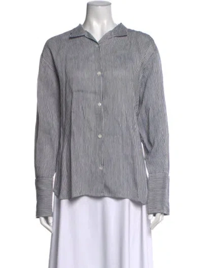 Pre-owned Frame Linen Striped Button-up Top