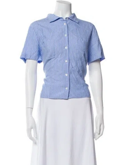 Pre-owned Frame Linen Striped Button-up Top In Multi