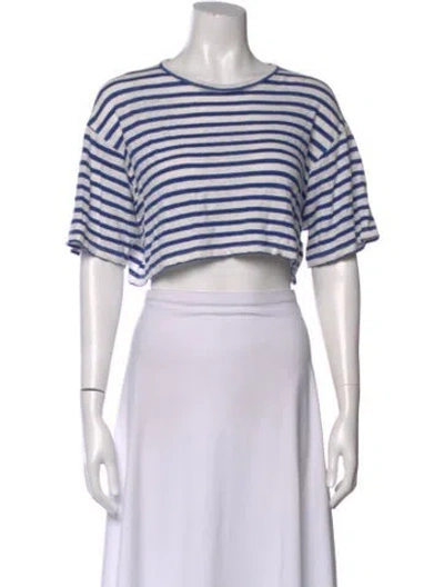 Pre-owned Frame Linen Striped Crop Top In Multi