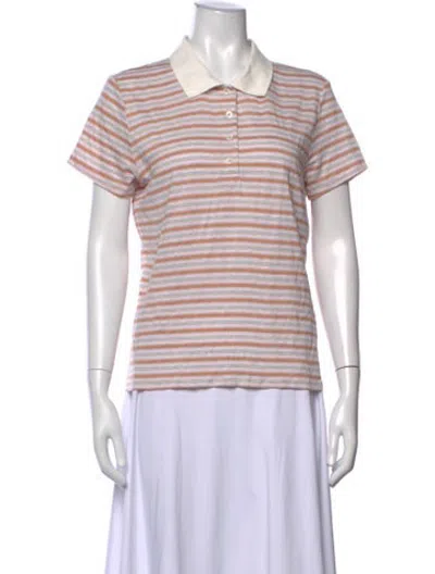 Pre-owned Frame Linen Striped Polo In Blue