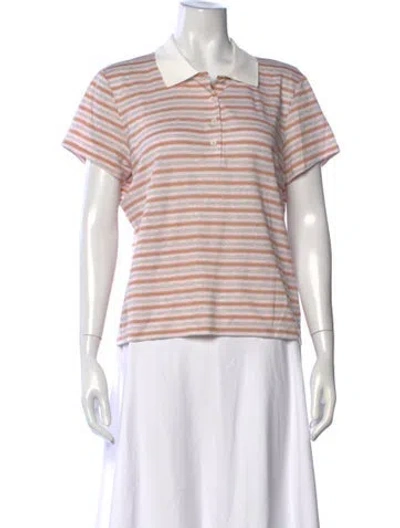 Pre-owned Frame Linen Striped Polo In Orange