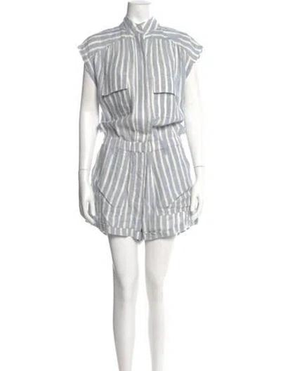 Pre-owned Frame Linen Striped Romper In Multi