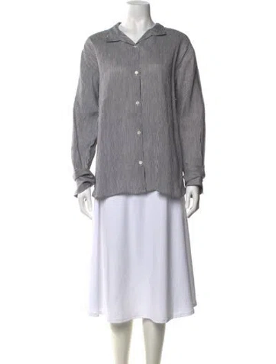 Pre-owned Frame Linen Striped Top In Blue