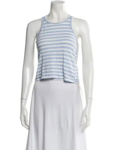 Pre-owned Frame Linen Striped Top In Blue