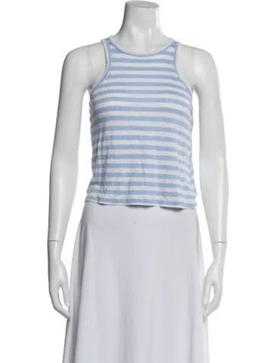 Pre-owned Frame Linen Striped Top In Blue