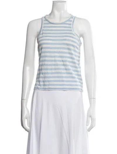 Pre-owned Frame Linen Striped Top In Blue