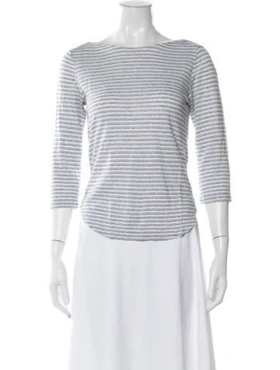 Pre-owned Frame Linen Striped Top In Blue
