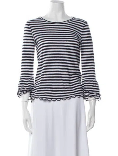 Pre-owned Frame Linen Striped Top In Blue/white