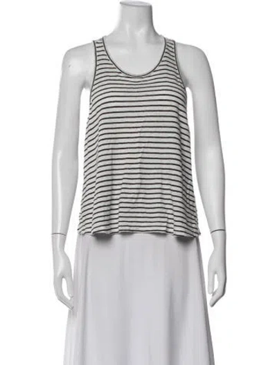 Pre-owned Frame Linen Striped Top In Blue/white