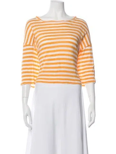 Pre-owned Frame Linen Striped Top In Orange