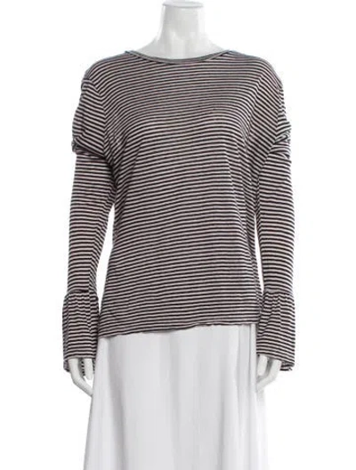 Pre-owned Frame Linen Striped Top In Pink