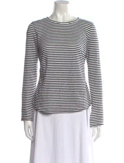 Pre-owned Frame Linen Striped Top In White