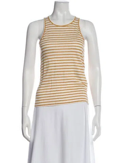 Pre-owned Frame Linen Striped Top In White