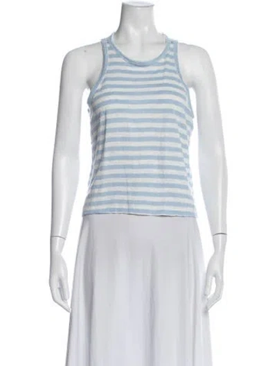 Pre-owned Frame Linen Striped Top In White