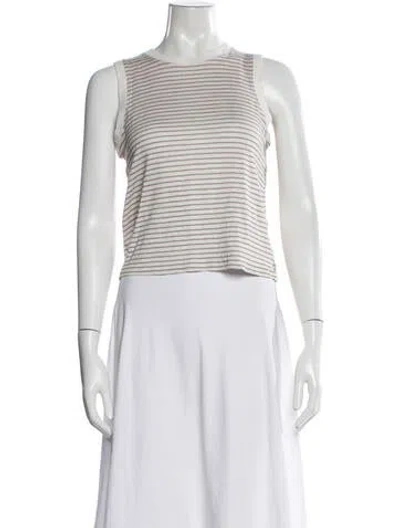 Pre-owned Frame Linen Striped Top In White