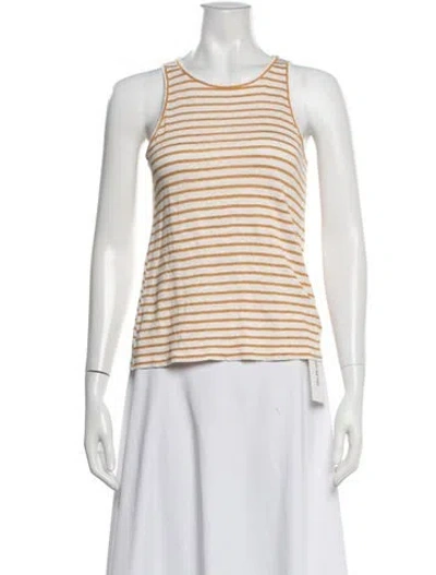 Pre-owned Frame Linen Striped Top In White