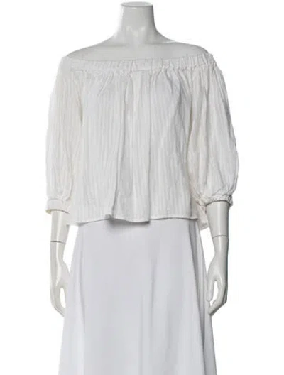 Pre-owned Frame Linen Striped Top In White