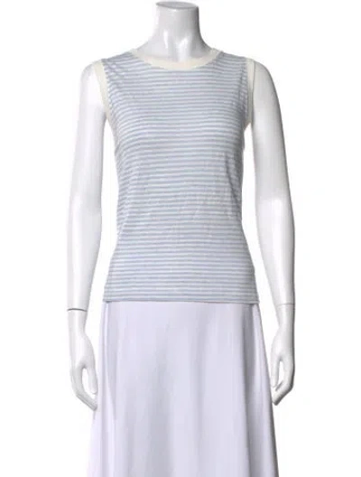 Pre-owned Frame Linen Striped Top In White