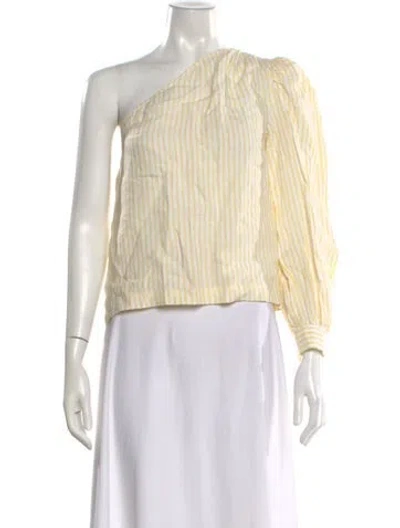Pre-owned Frame Linen Striped Top In Yellow