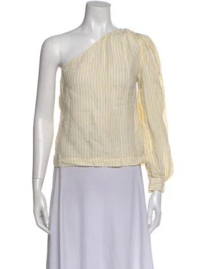 Pre-owned Frame Linen Striped Top In Yellow