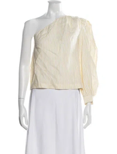 Pre-owned Frame Linen Striped Top In Yellow