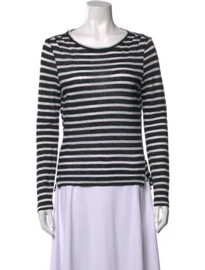 Pre-owned Frame Linen Striped T-shirt In Black
