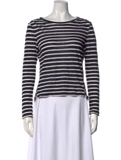 Pre-owned Frame Linen Striped T-shirt In Black