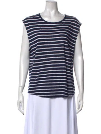 Pre-owned Frame Linen Striped T-shirt In Blue