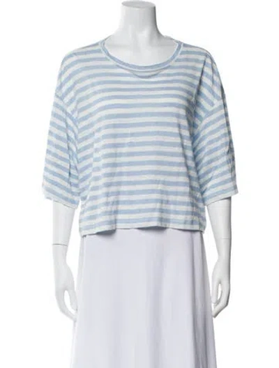 Pre-owned Frame Linen Striped T-shirt In Blue