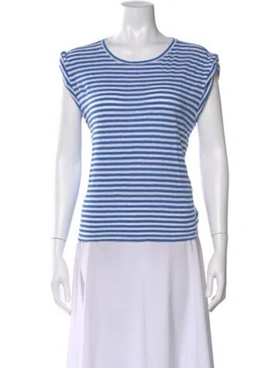 Pre-owned Frame Linen Striped T-shirt In Blue