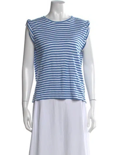Pre-owned Frame Linen Striped T-shirt In Blue