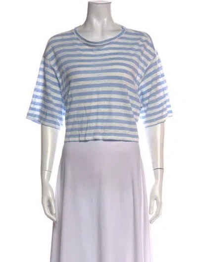 Pre-owned Frame Linen Striped T-shirt In Blue