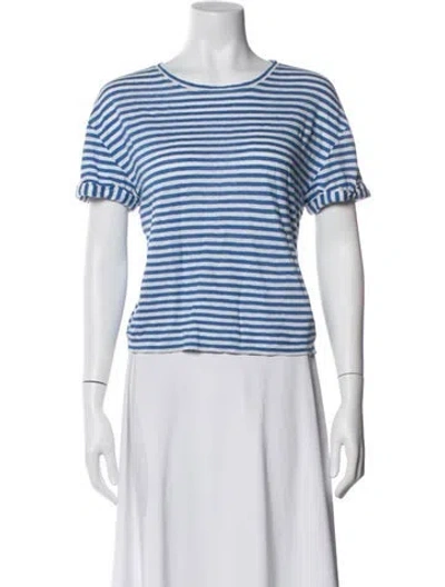 Pre-owned Frame Linen Striped T-shirt In Blue