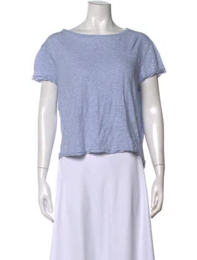 Pre-owned Frame Linen Striped T-shirt In Blue