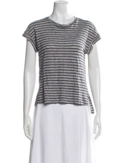 Pre-owned Frame Linen Striped T-shirt In Blue