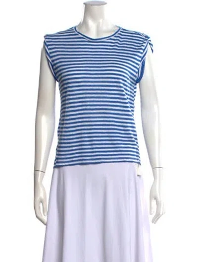 Pre-owned Frame Linen Striped T-shirt In Blue