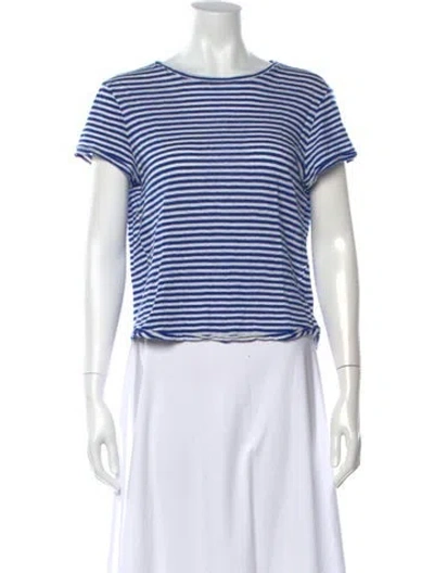 Pre-owned Frame Linen Striped T-shirt In Blue/white