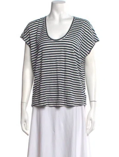 Pre-owned Frame Linen Striped T-shirt In Blue/white