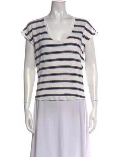 Pre-owned Frame Linen Striped T-shirt In White