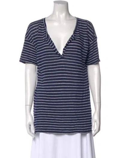 Pre-owned Frame Linen Striped T-shirt In White