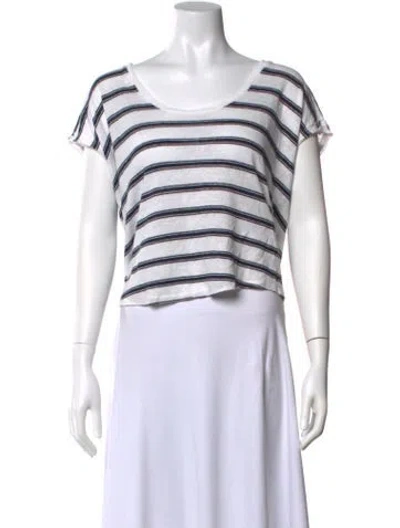 Pre-owned Frame Linen Striped T-shirt In White